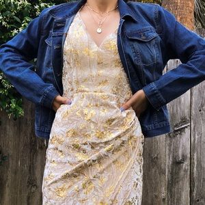 The Gold Flowered Velvet Dress